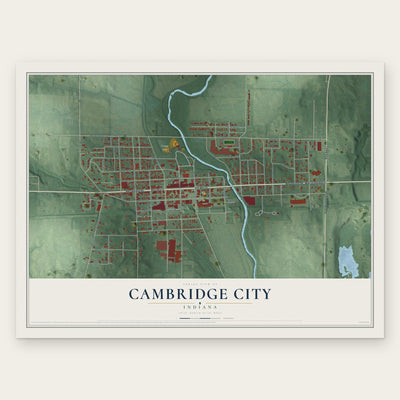 Cambridge City, Indiana map print, the full design