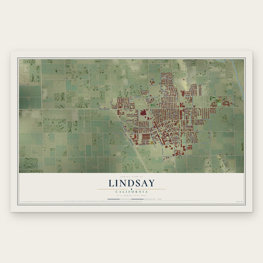 Lindsay, California map print, the full design