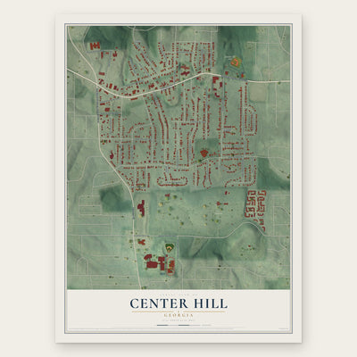 Center Hill, Georgia map print, the full design