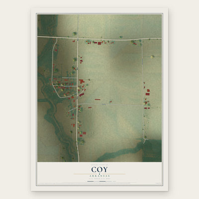 Coy, Arkansas map print, the full design