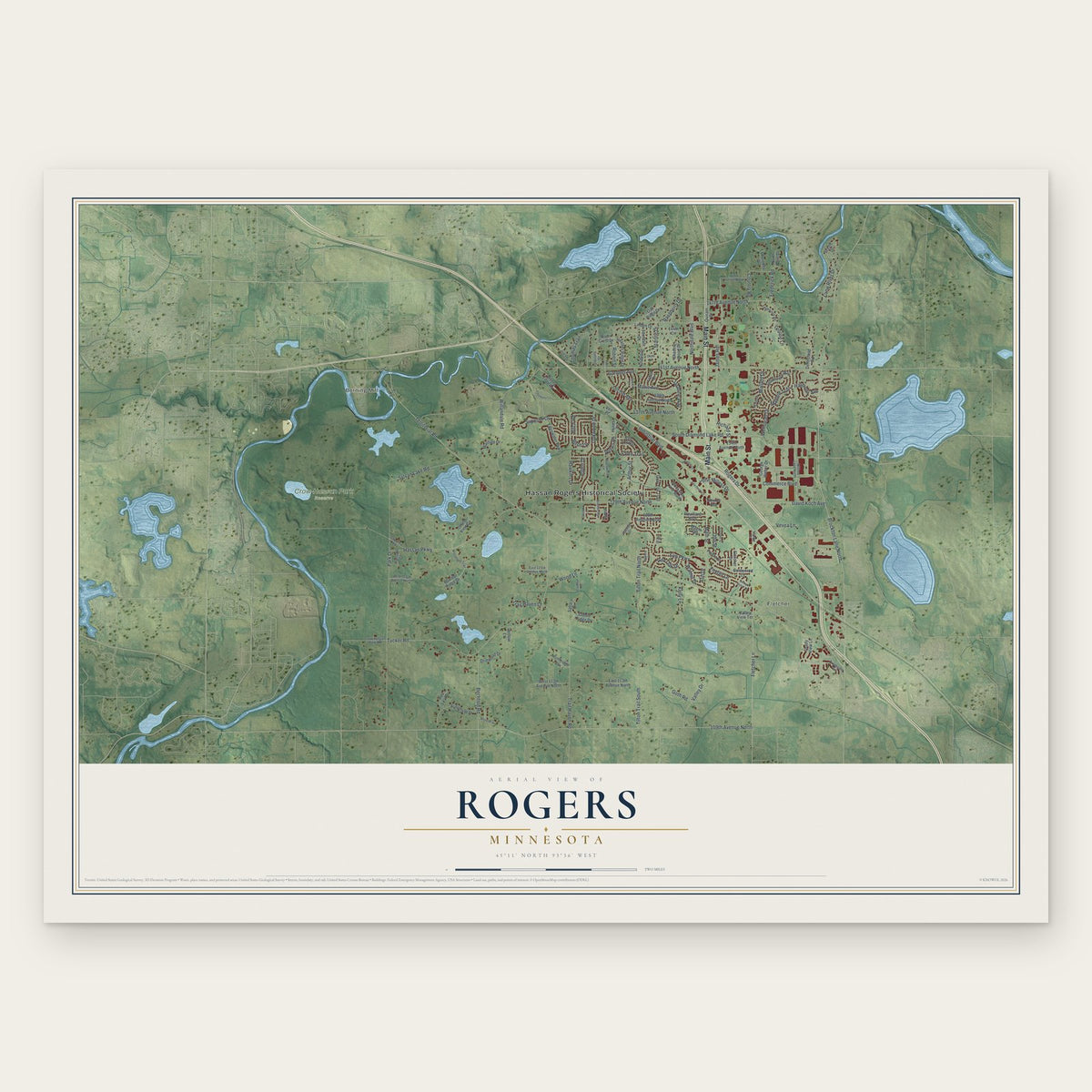 Rogers, Minnesota map print, the full design