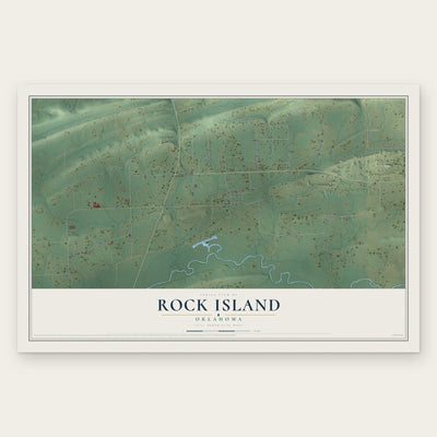 Rock Island, Oklahoma map print, the full design