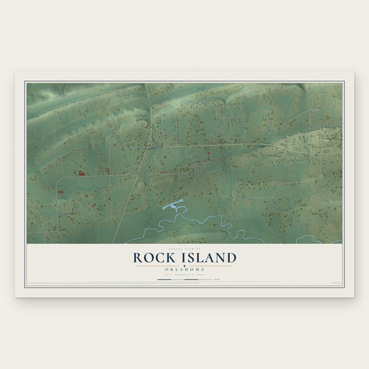Rock Island, Oklahoma map print, the full design
