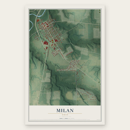 Milan, Ohio map print, the full design