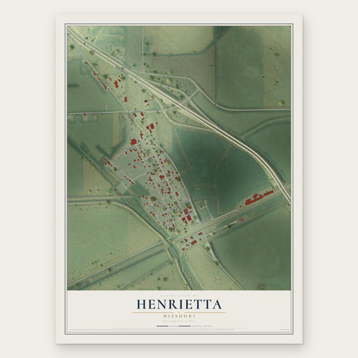 Henrietta, Missouri map print, the full design