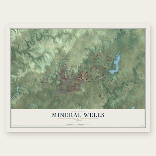 Mineral Wells, Texas map print, the full design