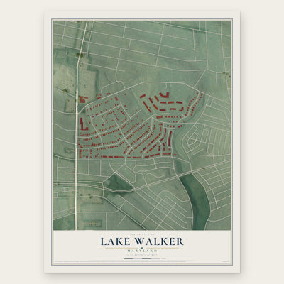 Lake Walker, Maryland map print, the full design