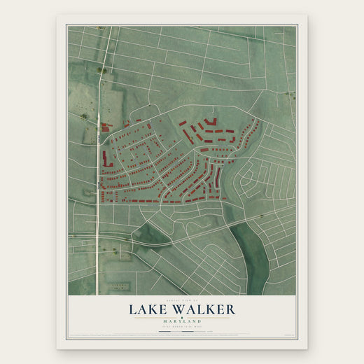 Lake Walker, Maryland map print, the full design