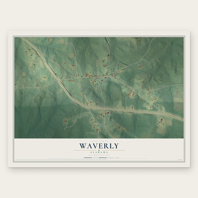 Waverly, Alabama map print, the full design