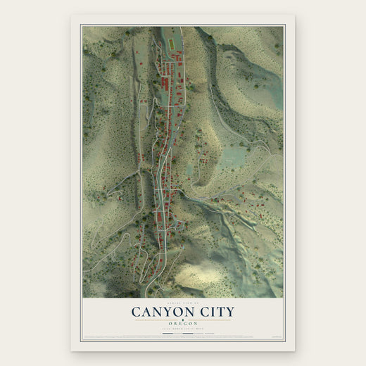 Canyon City, Oregon map print, the full design