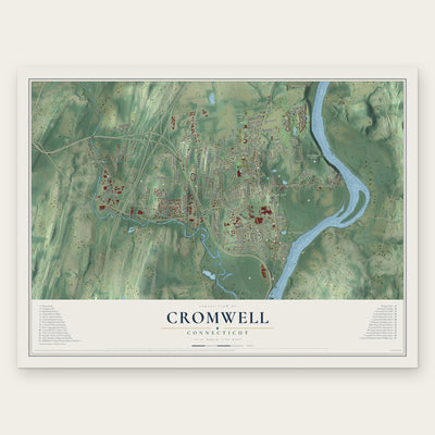 Cromwell, Connecticut map print, the full design