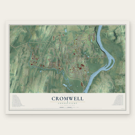 Cromwell, Connecticut map print, the full design
