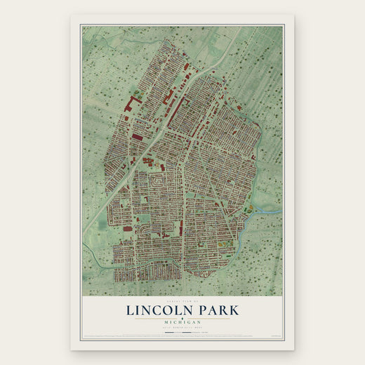 Lincoln Park, Michigan map print, the full design