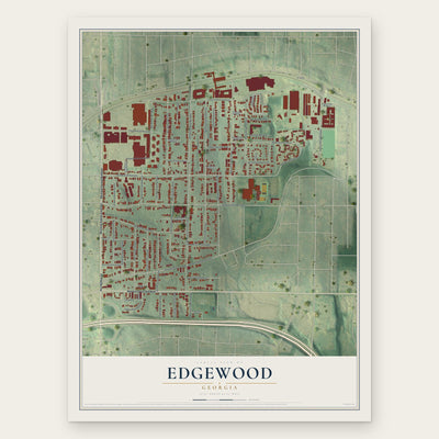 Edgewood, Georgia map print, the full design