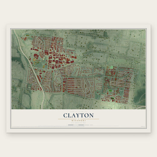 Clayton, Missouri map print, the full design