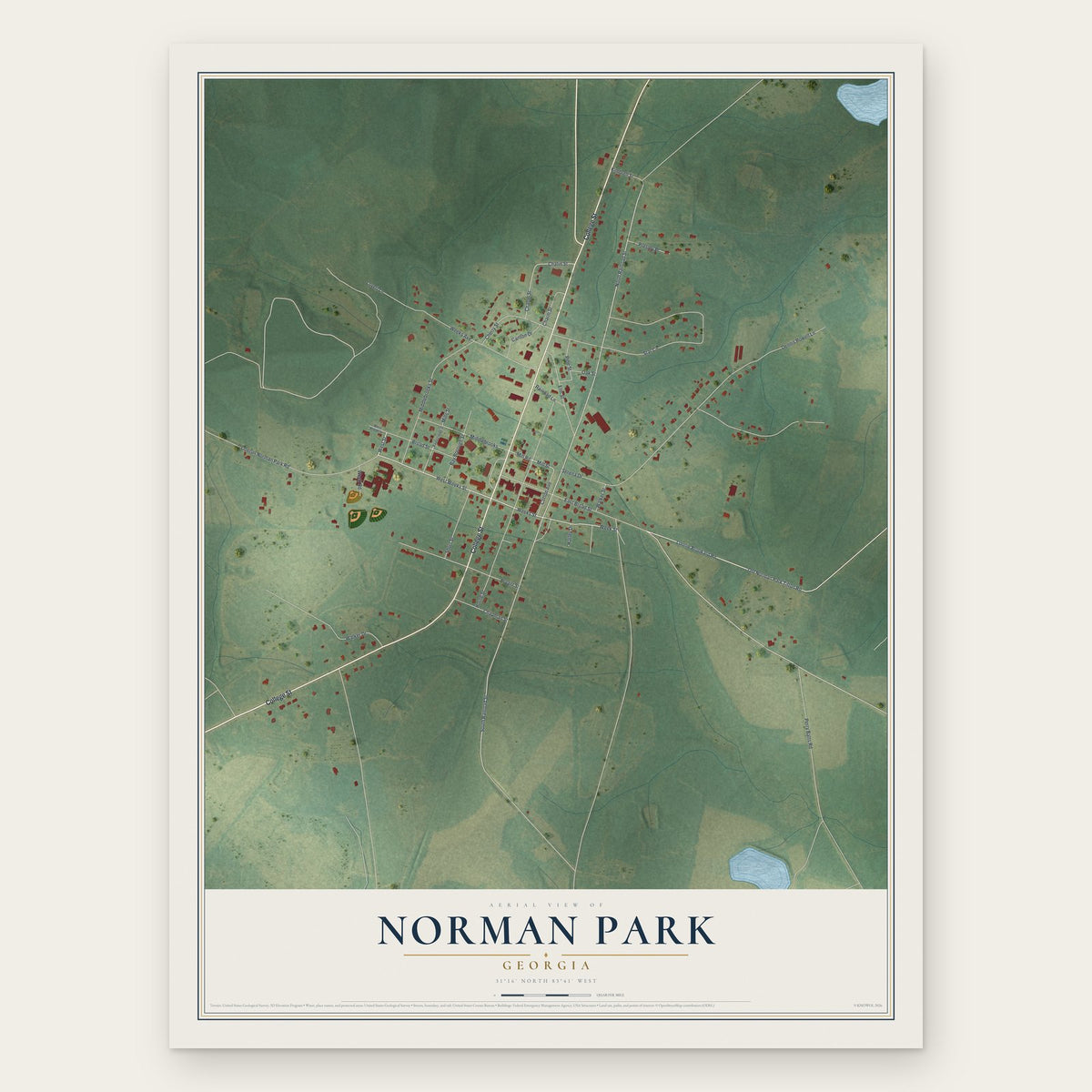 Norman Park, Georgia map print, the full design