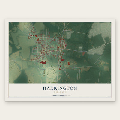 Harrington, Delaware map print, the full design