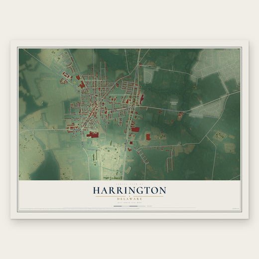 Harrington, Delaware map print, the full design