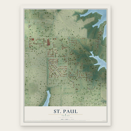 St. Paul, Texas map print, the full design