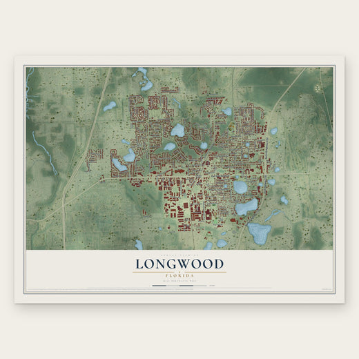 Longwood, Florida map print, the full design