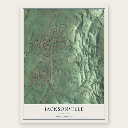 Jacksonville, Alabama map print, the full design