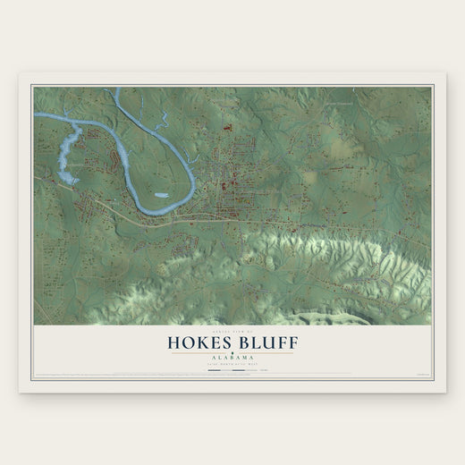 Hokes Bluff, Alabama map print, the full design