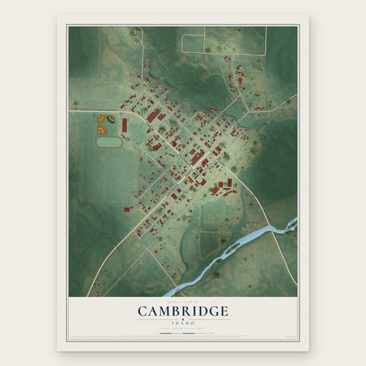 Cambridge, Idaho map print, the full design