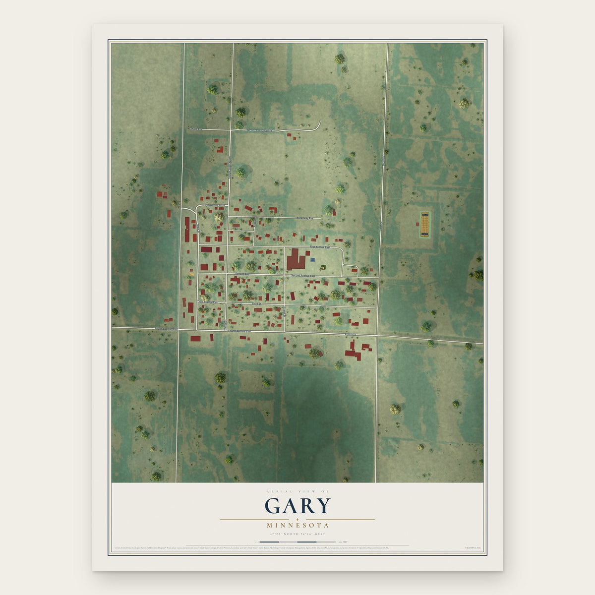 Gary, Minnesota map print, the full design