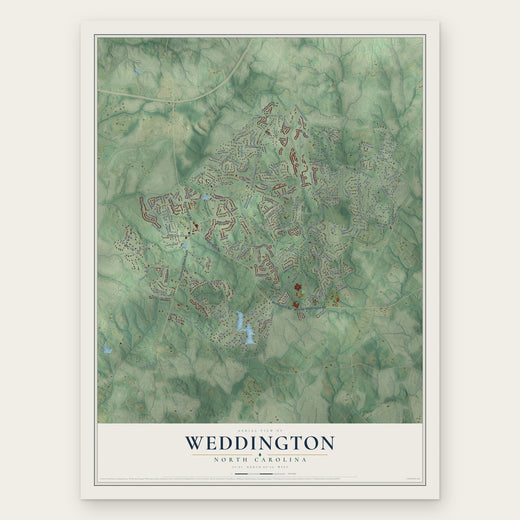 Weddington, North Carolina map print, the full design