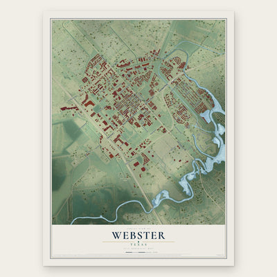 Webster, Texas map print, the full design