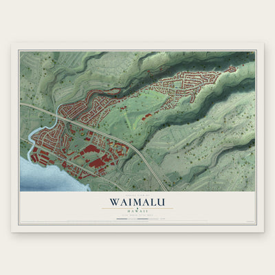 Waimalu, Hawaii map print, the full design