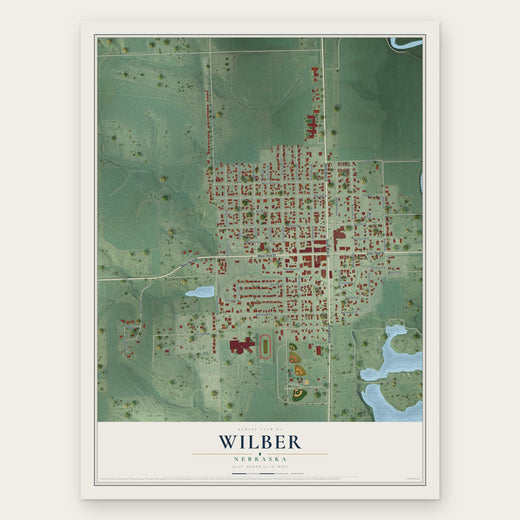 Wilber, Nebraska map print, the full design