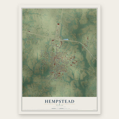 Hempstead, Texas map print, the full design