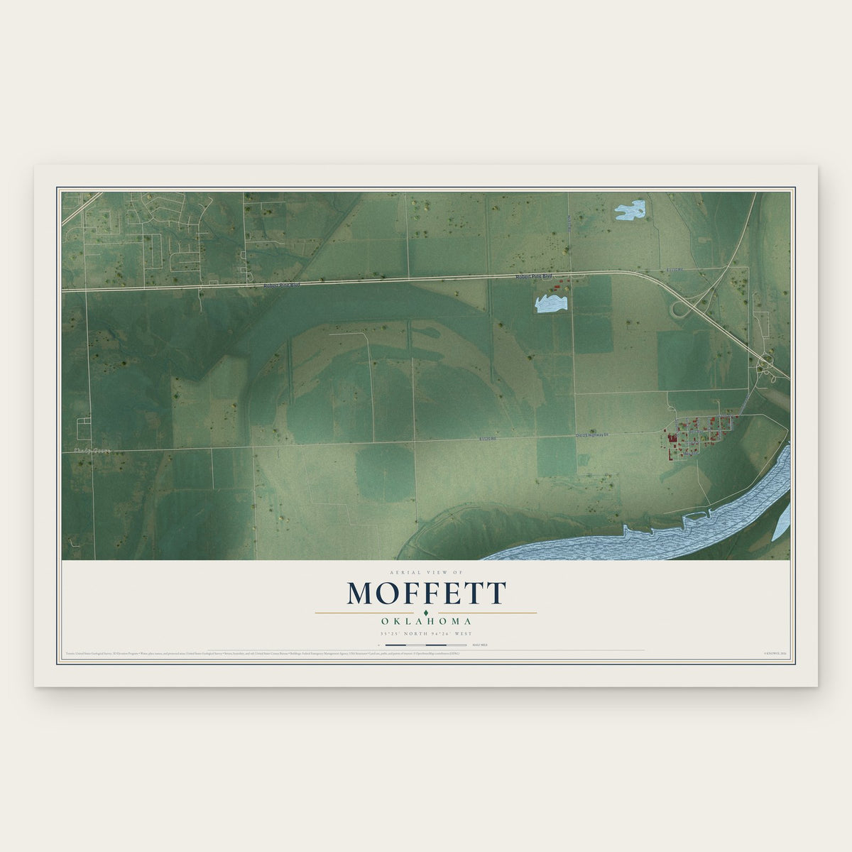Moffett, Oklahoma map print, the full design