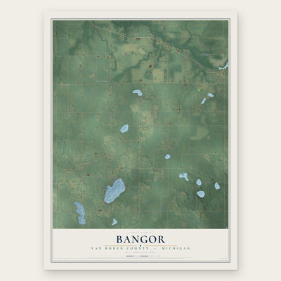 Bangor, Van Buren County, Michigan map print, the full design