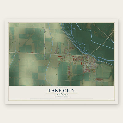 Lake City, Arkansas map print, the full design