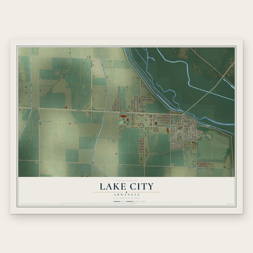Lake City, Arkansas map print, the full design