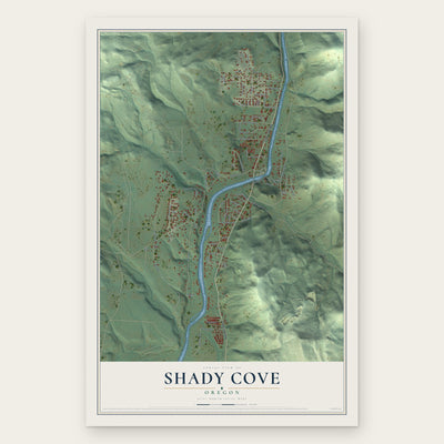 Shady Cove, Oregon map print, the full design