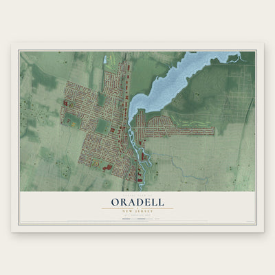Oradell, New Jersey map print, the full design