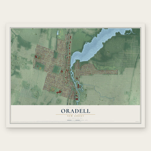 Oradell, New Jersey map print, the full design