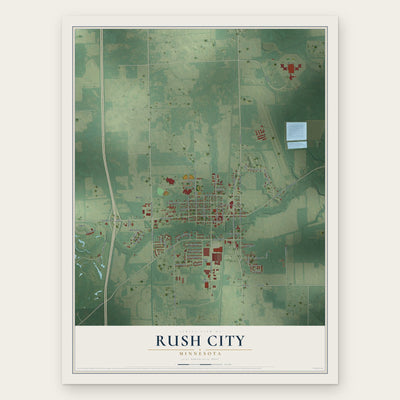 Rush City, Minnesota map print, the full design