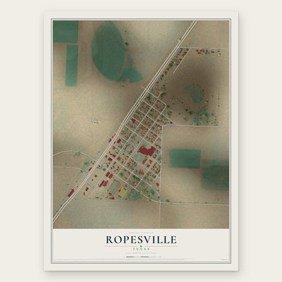 Ropesville, Texas map print, the full design