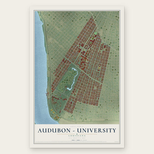 Audubon - University, Louisiana map print, the full design
