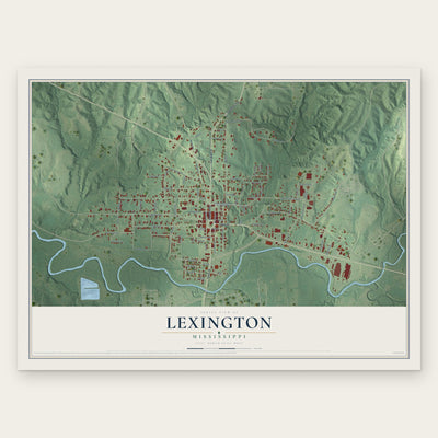 Lexington, Mississippi map print, the full design