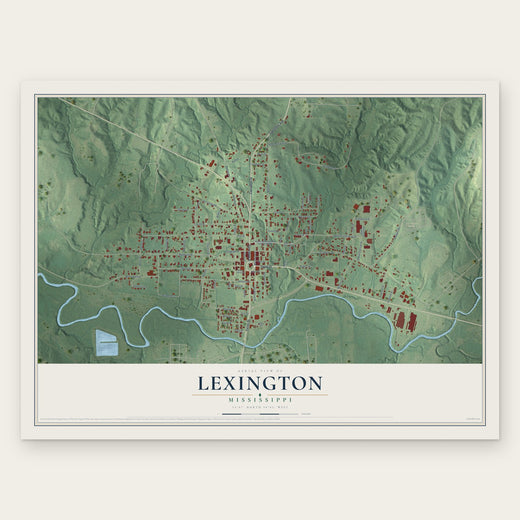 Lexington, Mississippi map print, the full design
