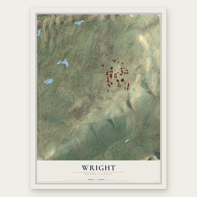 Wright, Pennsylvania map print, the full design
