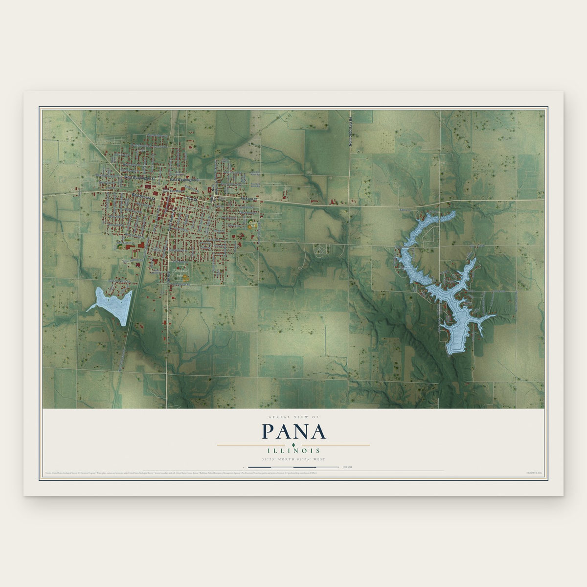 Pana, Illinois map print, the full design