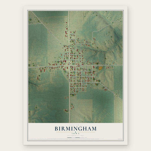 Birmingham, Iowa map print, the full design