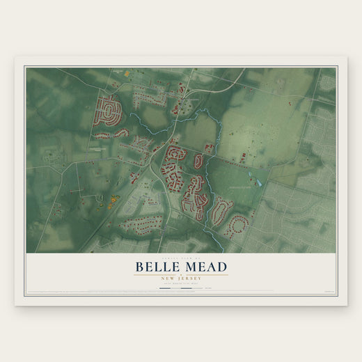 Belle Mead, New Jersey map print, the full design