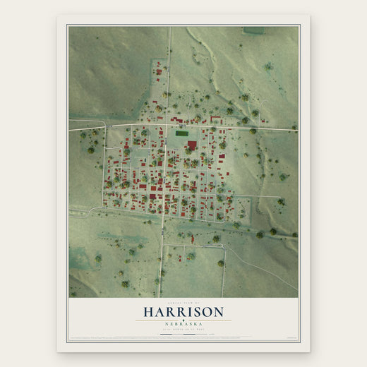Harrison, Nebraska map print, the full design